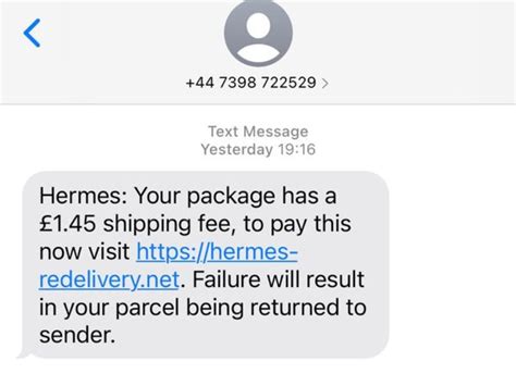 Hermes tracking text fraud